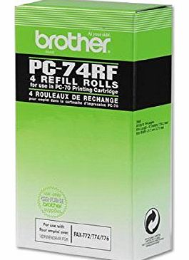 Brother Fax Ribbon Page Life 576pp Black Ref PC74RF [Pack of 4]